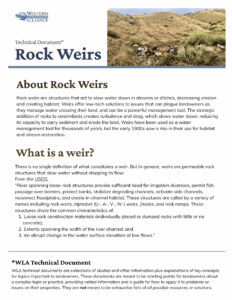 Rock Weir technical document page 1.